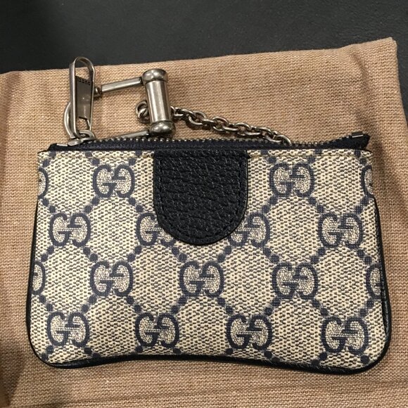 GUCCI OPHIDIA GG KEY CASE BLUE - Picture 3 of 5